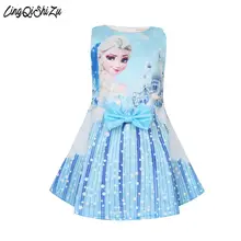 Платье на День Благодарения для девочек; костюм Эльзы; Рождественская одежда; платья Эльзы и Анны; платье с пятнистым бантом для дня рождения и нового года; 2501