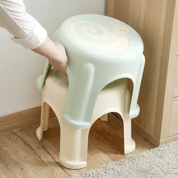 

Kids Cartoon Small Stool Low Stool Plastic Step Stool Home Living Room Children'S Round Stool Adult Change Shoes Stool 4 Legs