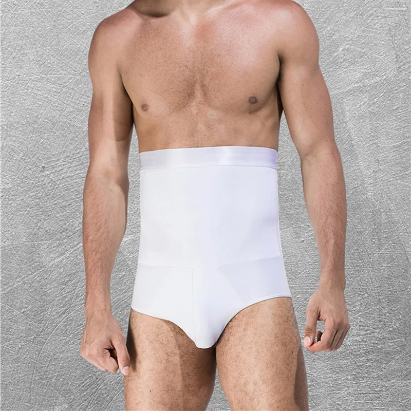Male Solid Underwear Briefs Men's Tummy  Shapewear Brief Double Layer High Waist Control Panties Body Shaper