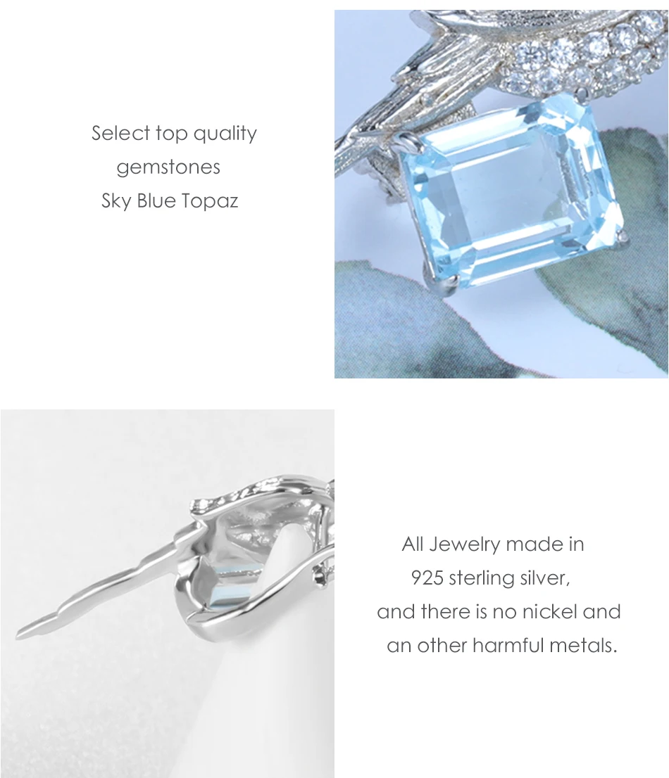 RICA FELIZ 925 Sterling Silver Statement Earrings Natural Blue Topaz Gemstone Handmade Bird Animal Drop Earrings For Women RicaFeliz • 2022