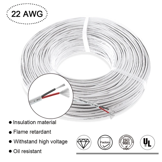 PVC Jacketed 22 Gauge Wire - Five Conductor Power Wire - 22 AWG