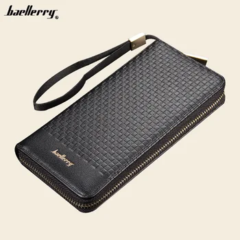 

Baellerry Wallets Men Long Wallet Plaid Male Clutch Multiple Card Slots Leather Zipper Coin Purse Men Business Coin Pocket