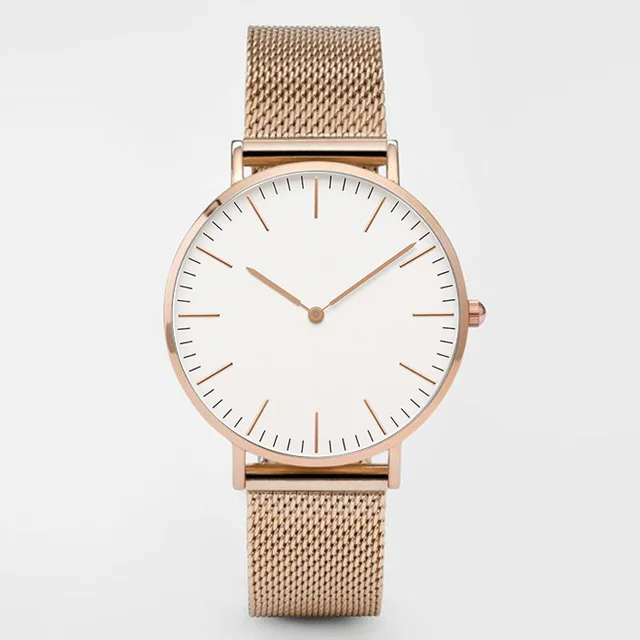 Rose gold white Лидирующий бренд Для женщин часы 38 мм модный Сверхтонкий чехол для телефона из Нержавеющая сталь женские часы под платье Montre Femme Zegarki; искусственная кожа; Прямая(дропшиппинг); Damskie Reloj Mujer - Цвет: Rose gold white