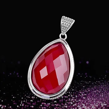 

manufacturers direct marketing Thai silver sweater sautoir S925 silver ornament lady's face red corundum pendant