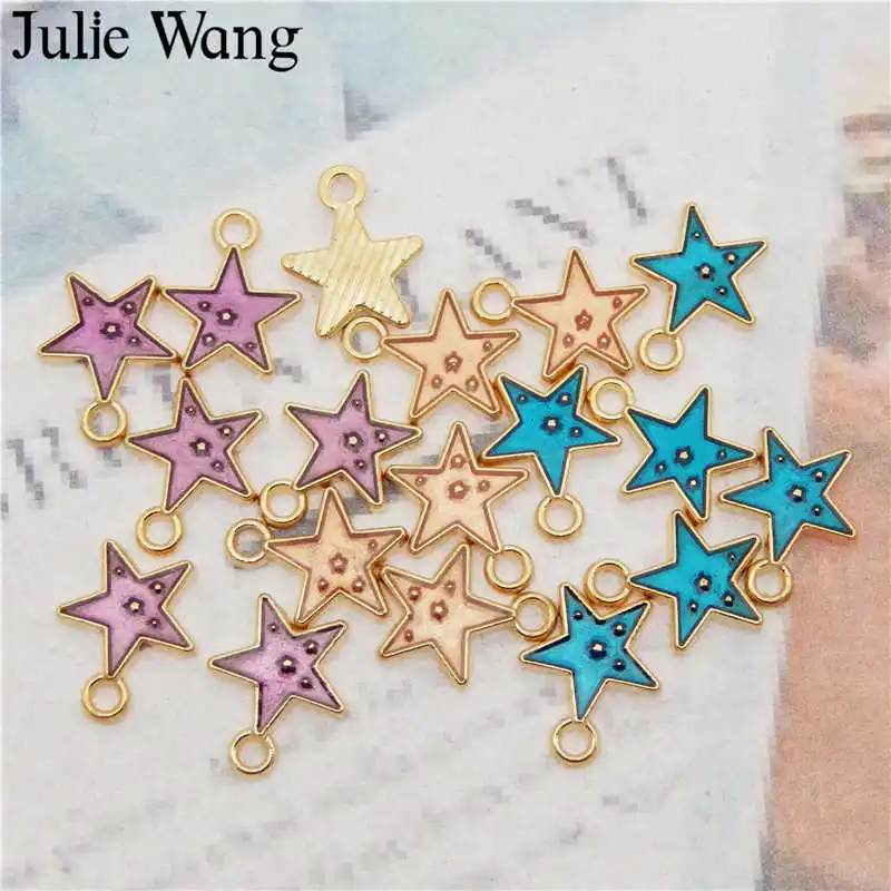 Подвески Julie Wang из 18 предметов с эмалью и мелкими звездами Золотая подвеска в виде