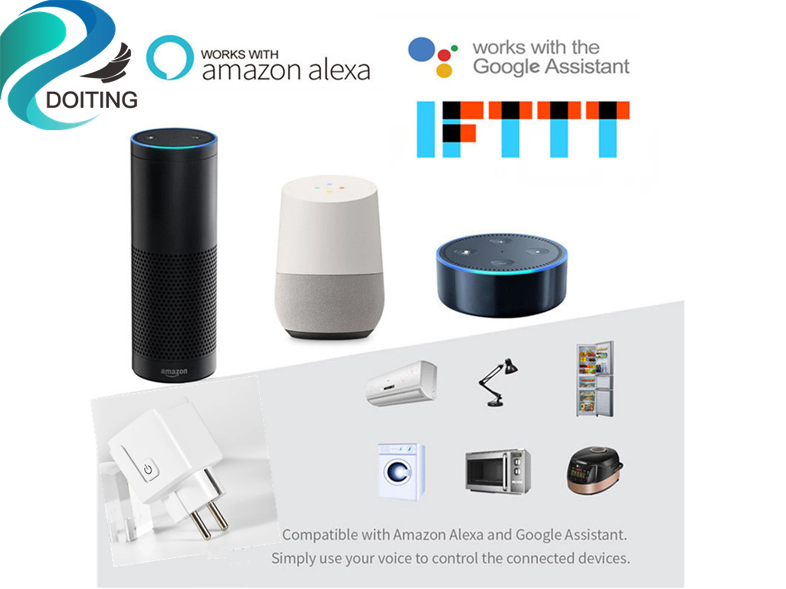 DOITING 1 шт./2 шт. ЕС Wi-Fi умная розетка поддержка Amazon Alexa Google Home Homekit умный Переключатель Жизни синхронизация Голосовое управление