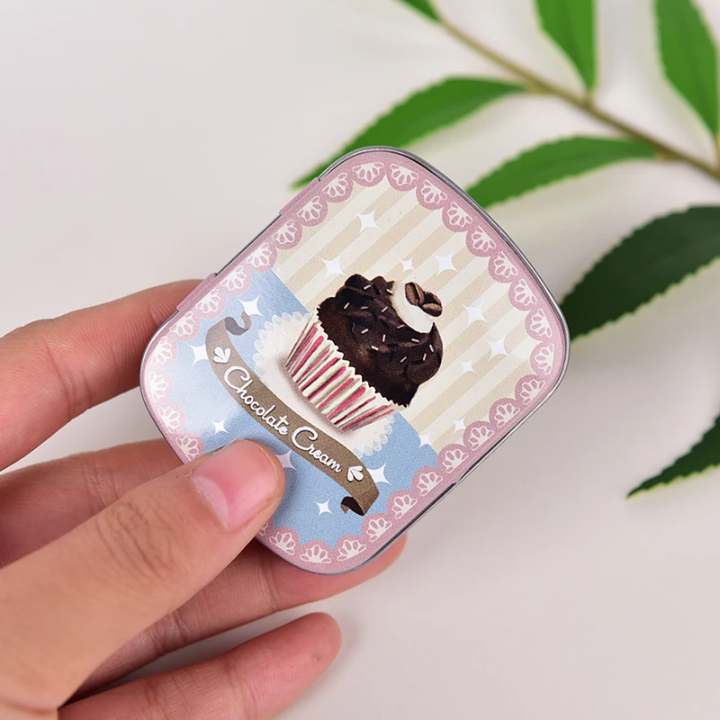 

Portable Rectangle Tea Candy Storage Tin Box Lipstick Organizer Makeup Container