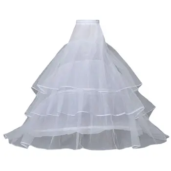 

4 Style White A-Line Hoop Long Crinoline Petticoat Wedding Ruffles Underskirt L9BE