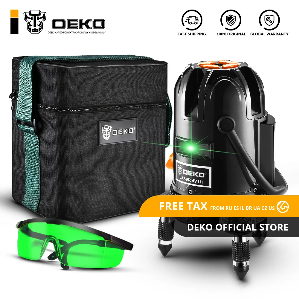 DEKO LL57G S1 Series 5 Line 6 Points зеленый лазерный уровень самонивелирующийся горизонтальный и вертикальный 360 градусов Регулировка более высокая видимость