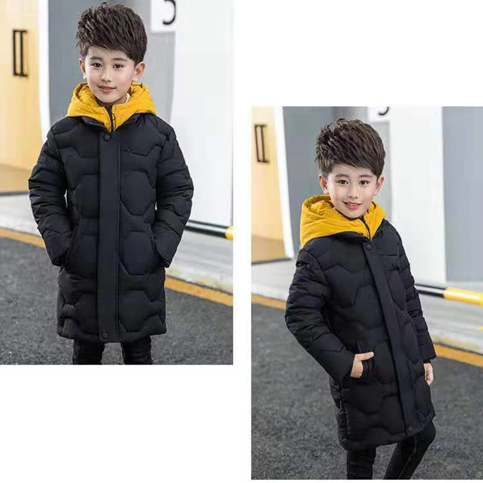 Модное детское пуховое хлопковое пальто Новинка года, зимняя теплая ветрозащитная парка с капюшоном для маленьких мальчиков верхняя одежда для мальчиков 6, 7, 8, 9, 10, 13 лет