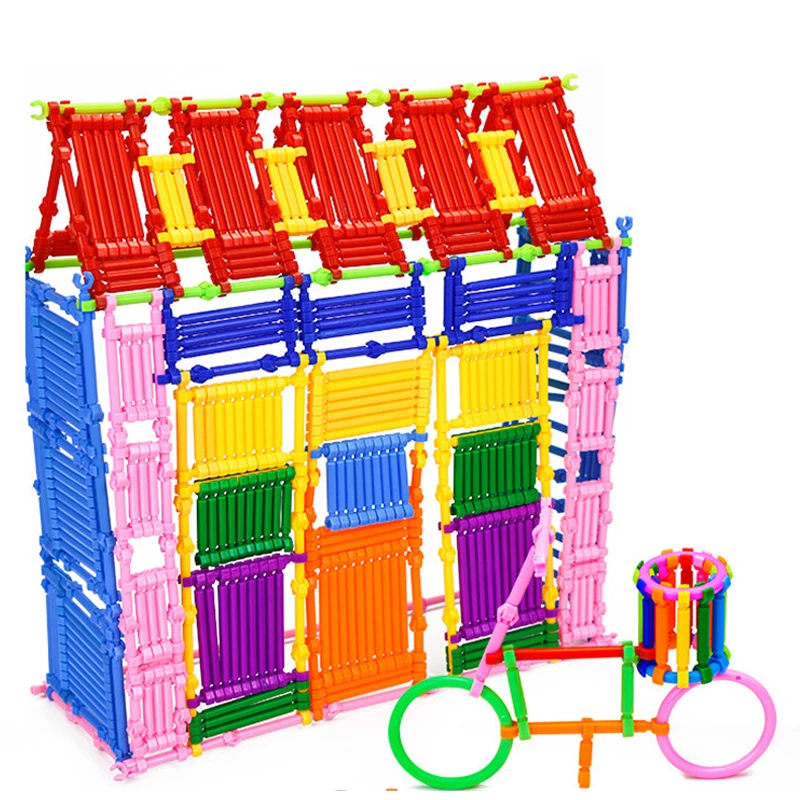 250-500pcs Assembled Building Blocks DIY Smart Stick Plastic Blocks Imagination Creativity Educational Learning Toys for Babies