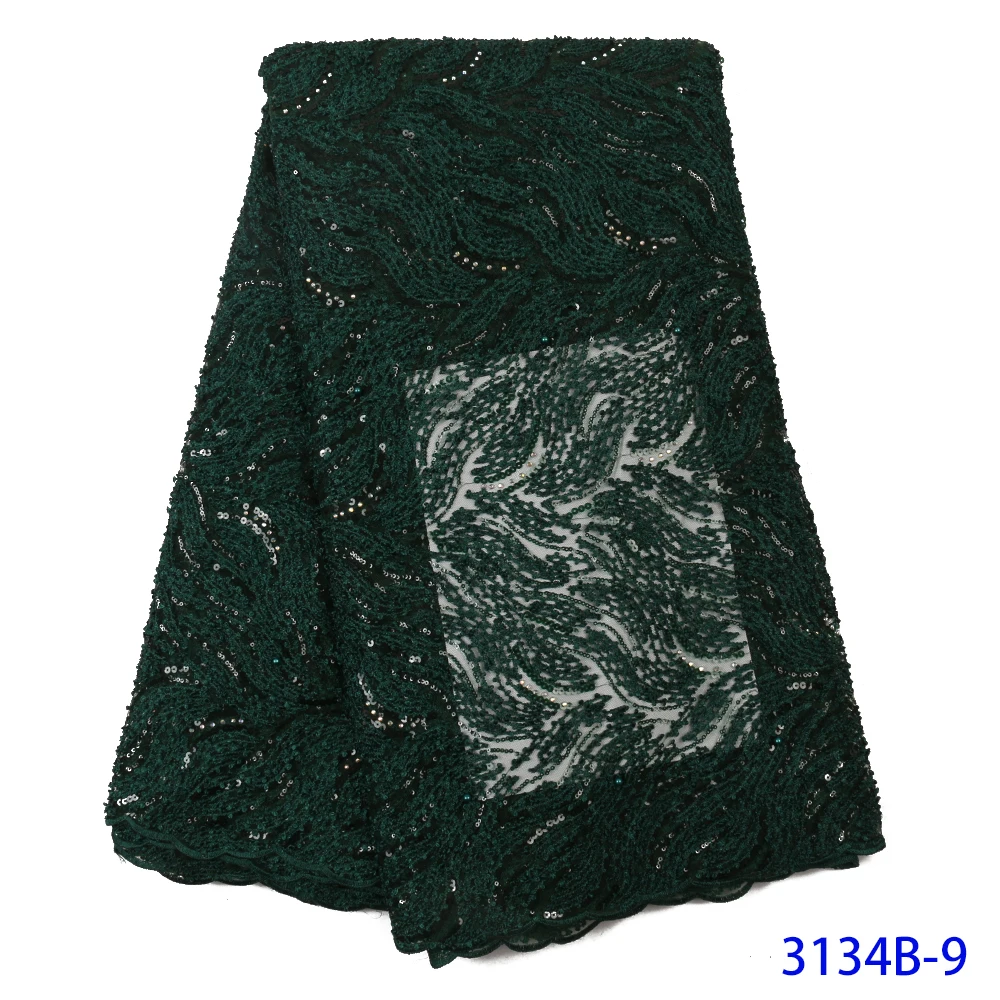 NIAI нигерийская французская кружевная ткань с блестками вышитая африканская кружевная ткань высокое качество кружевной сетчатый кружевной материал XY3134B-7