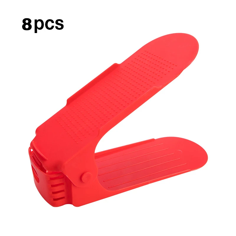 8PCS---Red 8 шт. Adjustab двойной органайзер для обуви современный чистящий стеллаж хранение обуви пластиковые органайзеры для гостиной обуви обувной ящик Подставка Полка - Цвет: 8PCS---Red