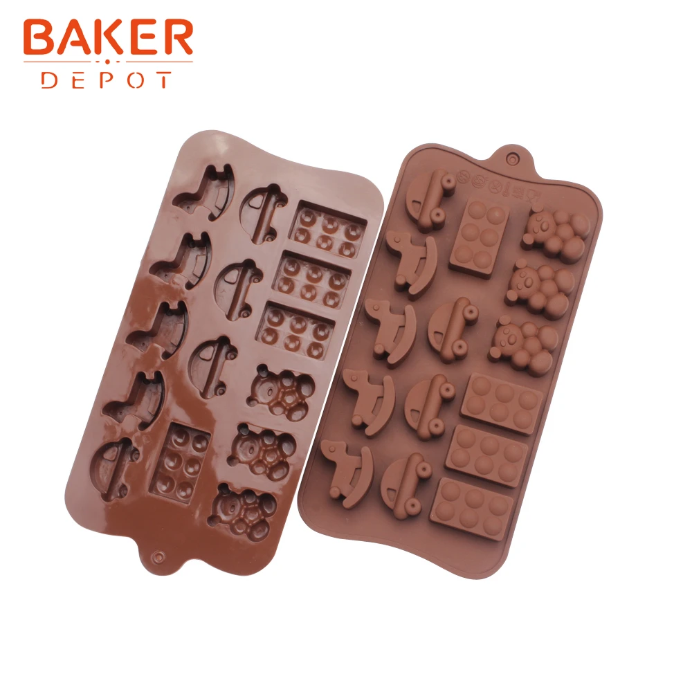 BAKER DEPOT, силиконовая форма для шоколада, автомобиля, медведя, мини-конфет, клейкая помадка, Мультяшные кондитерские формы для печенья, сделай сам, украшение торта