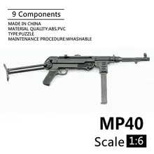 1:6 MP40 пистолет-пулемет для второй мировой войны, пластиковая Сборная модель паззла с огнестрельным оружием для 12