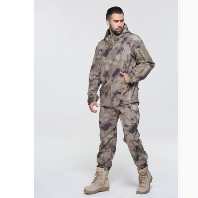Gear Tactical Softshell Camouflage Jacket Set Men Army Windbreaker Waterproof HuntingClothes Set Military Jacket andPants