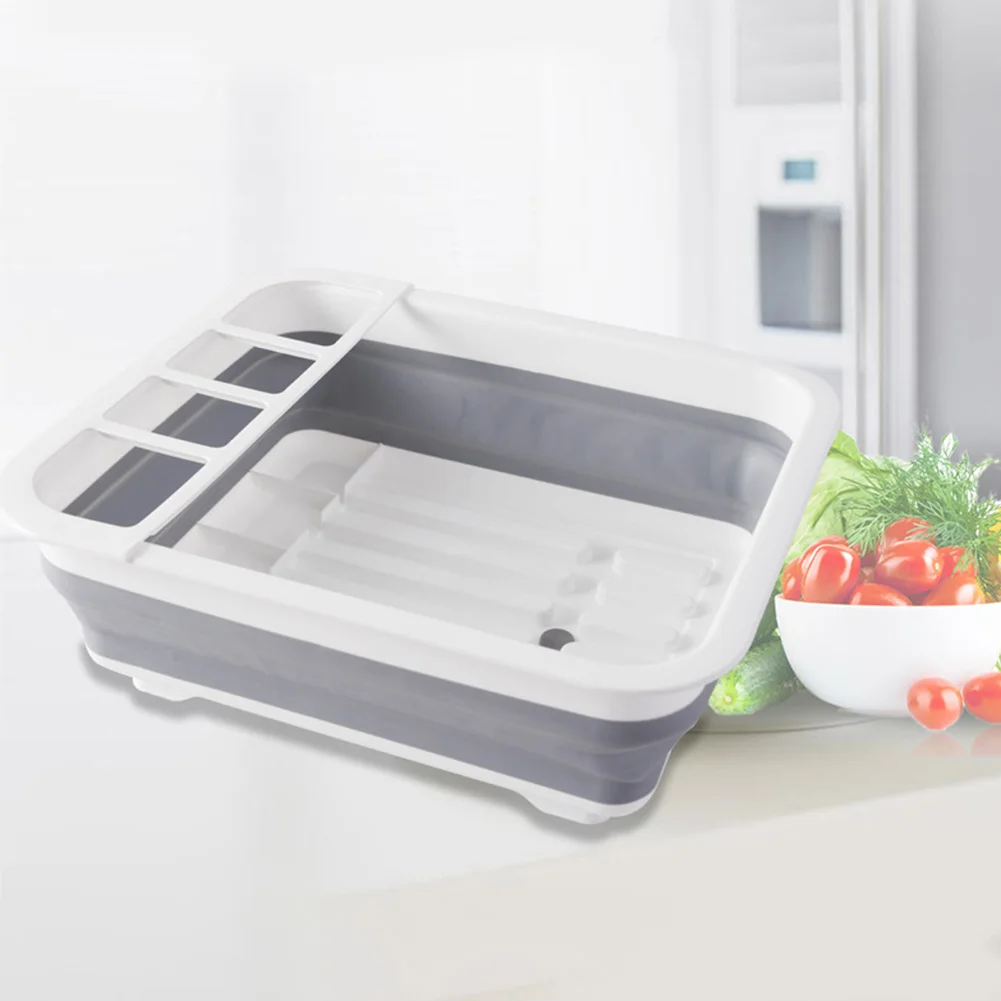 

Foldable Practical Tableware TPR Bowl Storage Organizer Portable Drying Utensil Home Sink Design Dish Rack Drain Hole Kitchen