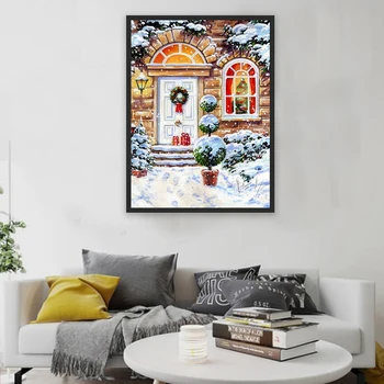 

New DIY Diamond Painting Christmas Snow House Picture Handcraft Kit Embroidery Full Round Drill Christmas Gift