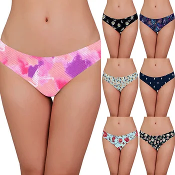 

Women Print Mesh Breathable Seamless Panties Women Underwear Sexy Flowers Female Plus Size Lingerie Casual Low-waist Soft Briefs