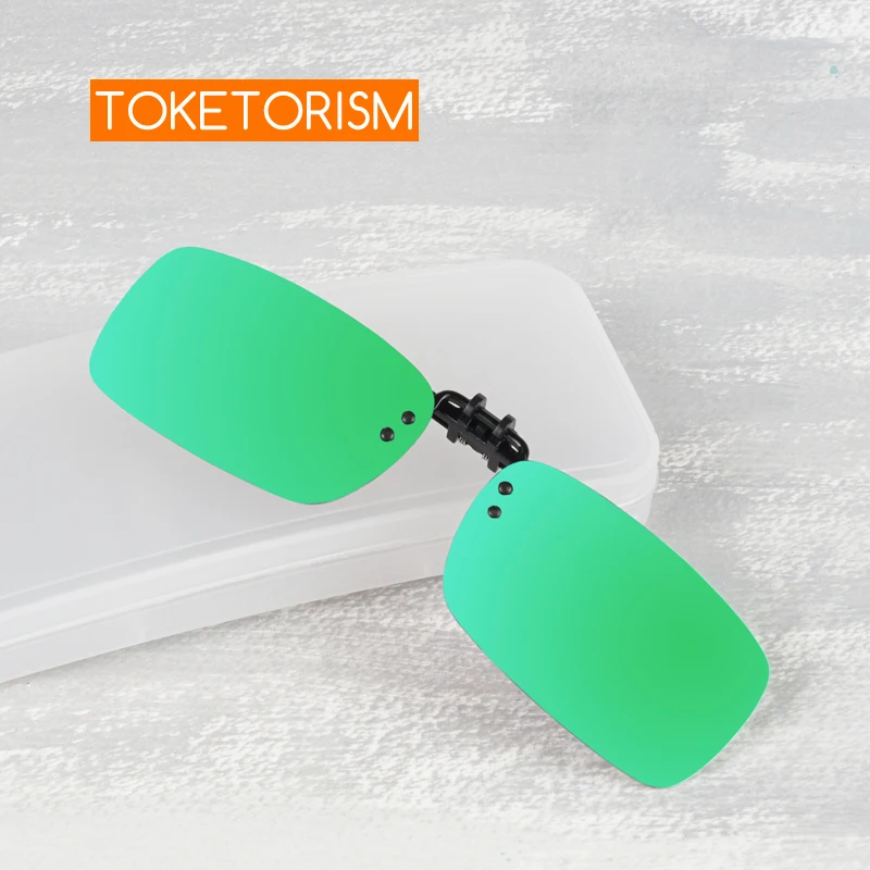Toketorism small rectangle polarized clip on glasses for men women Anti-UV flip-up sunglasses 402 | Аксессуары для одежды