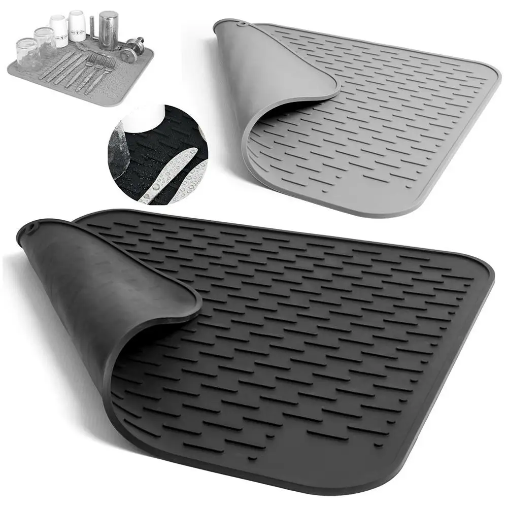  45x40cm Silicone Drying Mat Heat Resistant Non-toxic Anti-scald Dish Cup Table Draining Pad Dinnerw