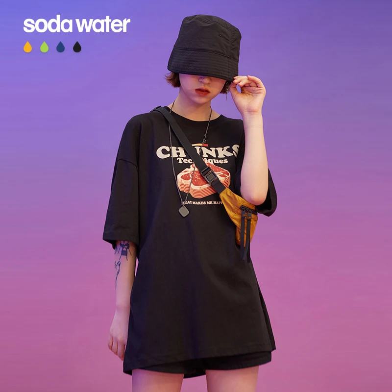 Футболки SODAWATER в стиле хип-хоп для девушек футболки с рисунком методов CHUNKS