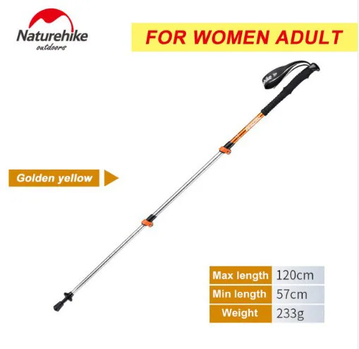 Women Golden Yellow NatureHike масштабируемый алюминиевый сплав трости регулируемые путешествия трости походов, альпинизма палки для детей мужчин и женщин - Цвет: Women Golden Yellow