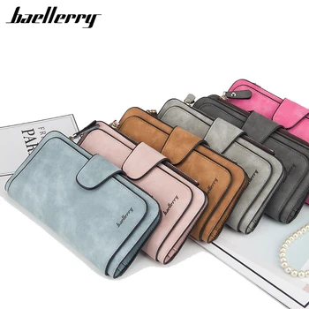 Baellerry-cartera de cuero para mujer, billetera larga informal con bolsillo para monedas, tarjetero, bolso de mano para teléfono