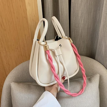 

New Bucket Bags For Women 2020 Vintage Handbags Solid Color Crossbody Shoulder Bag Lady Female Soft Leather Messenger Bags