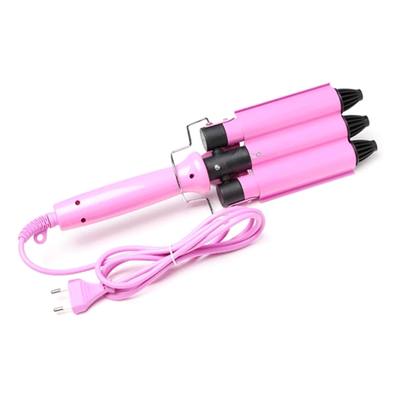 

22mm 3 Barrel Hair Curler Waver Temperature Adjustable Curling Iron Wand EU Plug