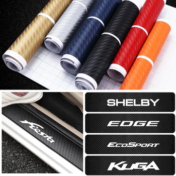 

Car Styling Emblem 4PCS Carbon Fiber Door Sill Protector Stickers for ford focus 2 3 4 mondeo fiesta ecosport kuga Fusion Ghia