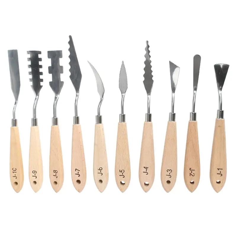 10pcs/set Stainless Steel Painting Palette Knife Oil Paint Spatula Scraper Tools