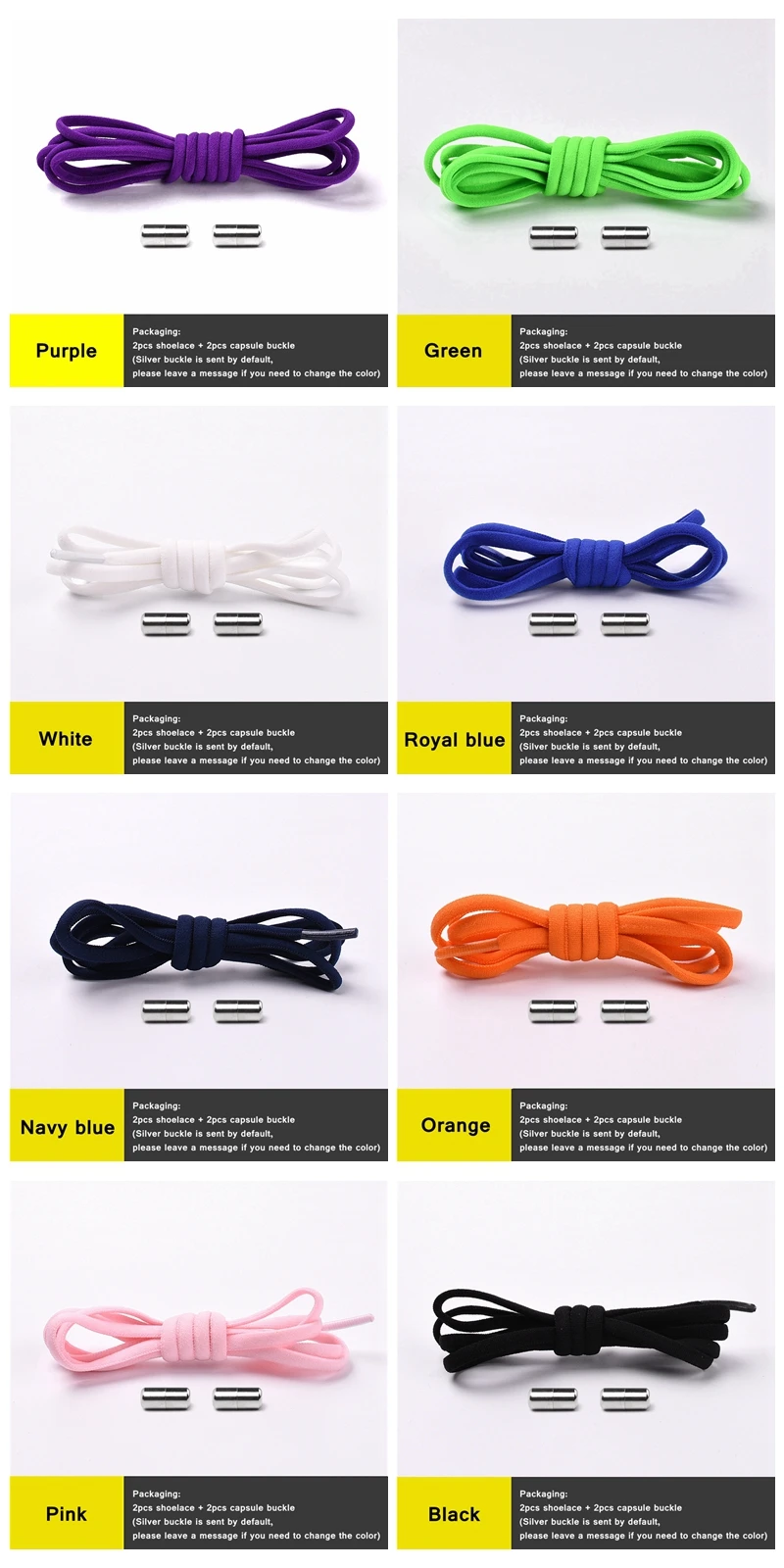 Semicircle No Tie Shoelaces Elastic Shoe laces Sneakers shoelace Metal Lock Lazy Laces for Kids and Adult One size fits all shoe