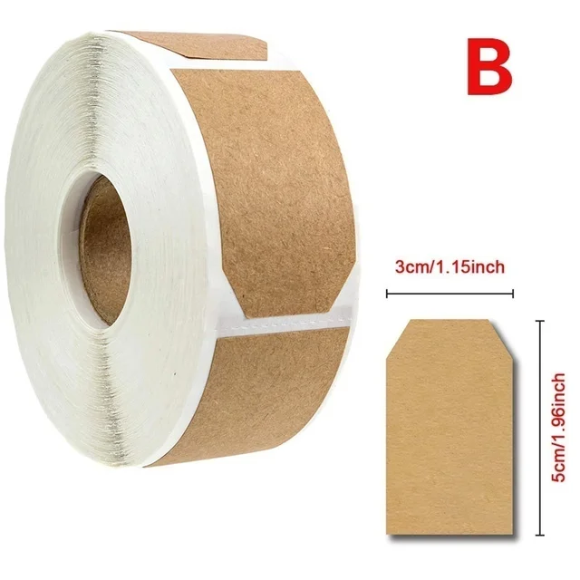 300pc/Roll Kraft Sticker Handwritten Post-it Sealing Kraft sticker Label for Kitchen Thing Sort DIY Envelope Sealing Stickers