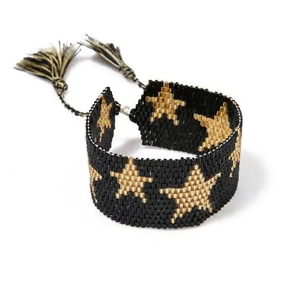 bracelets 18 cm weaved with tila miyoki glass pearls 0,5 cm 0,5 cm  with leather strap