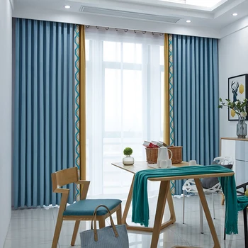 

2019 New Seamless Spliging Simple Modern Chenille Velvet Embossed Jacquard Finished Living Room Bedroom Curtain Fabric