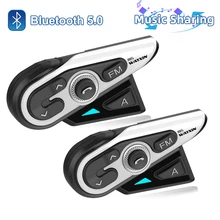 WAYXIN-Auriculares inalámbricos para casco de motocicleta, intercomunicador Bluetooth para moto, 2 conductores, con interfono R15, 1200M de alcance, comparte música