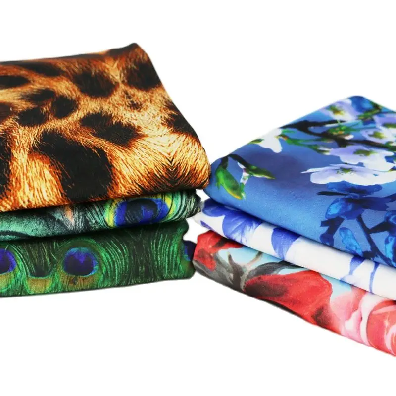 50cm*155cm 4 Way Stretch Print Korea Knitted Fabric Dress Diy Soft