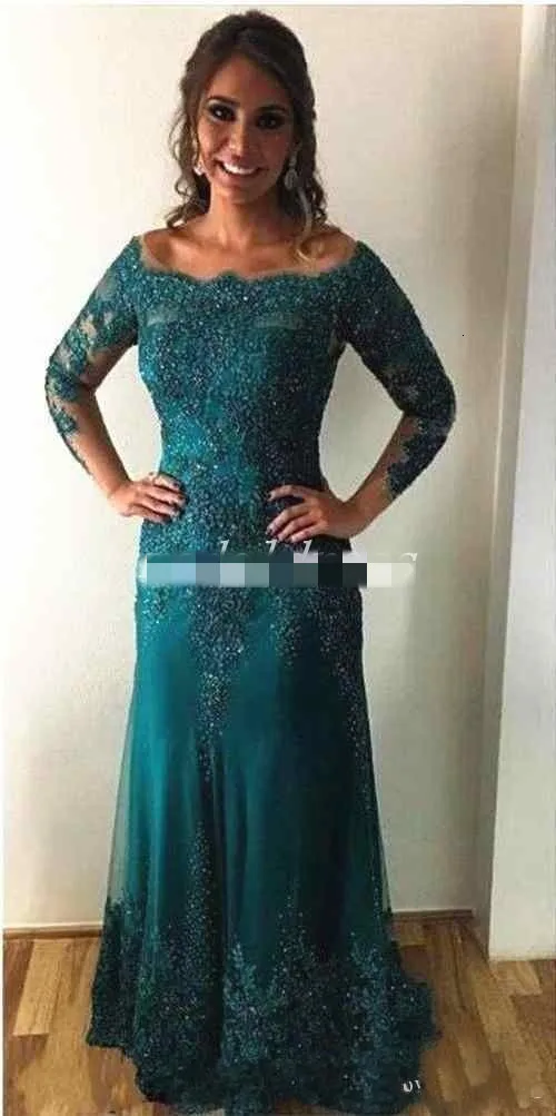 Vestido novia, длинные рукава, длина до пола, аппликации, кружево, женские вечерние платья для гостей, Hot8, охотничьи зеленые платья для матери невесты