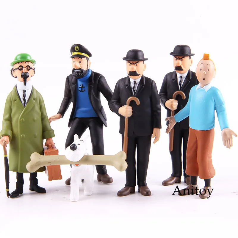 

The Adventures of Tintin Figure Toy for Kids Tin Tin and Milou Cartoon Action Figure PVC Collectible Model Toy