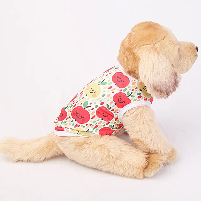 2021 Summer Cartoon Cat Vest Dog T-Shirts Print Pet Clothes Costume Cats Thin Clothing For Small Dogs Chihuahua Cute Puppy Vest Red