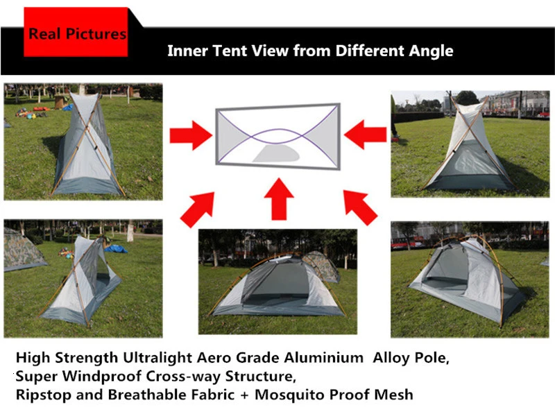 FLYTOP High Strength Ultralight Aluminium Alloy Pole Camping Tent 1 Person Double Layer Waterproof Tent for Mountain Trip (4)