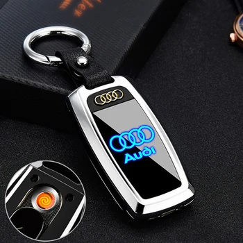 

New Electronic USB Car Keychain Lighter Rechargeable Tungsten Heating Lighter Metal Men's Gifts Package Support customization
