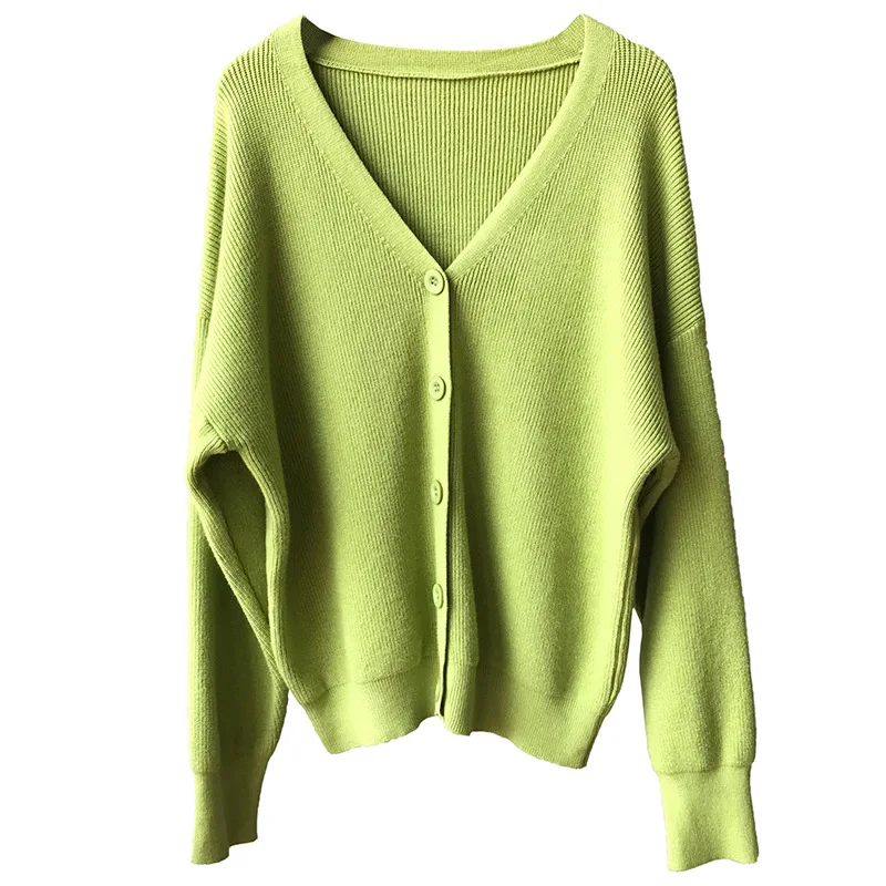 Autumn cardigan solid color sweater women long sleeve cardigan women Korean version knitted sweaterV collar sweater women coat Autumn cardigan solid color sweater women long sleeve cardigan women Korean version knitted sweaterV collar sweater women coat