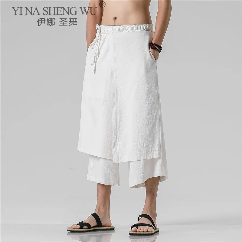 

Mens Black White Japanese Harem Loose Straight-leg Pants Kimonos Streetwear Joggers Harajuku Sweatpants Hip Hop Casual Trousers