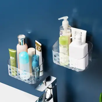 

Kitchen Storage Shelf Wall Mounted Bathroom Drain Rack Basket Organizer Multifunction Punch Free