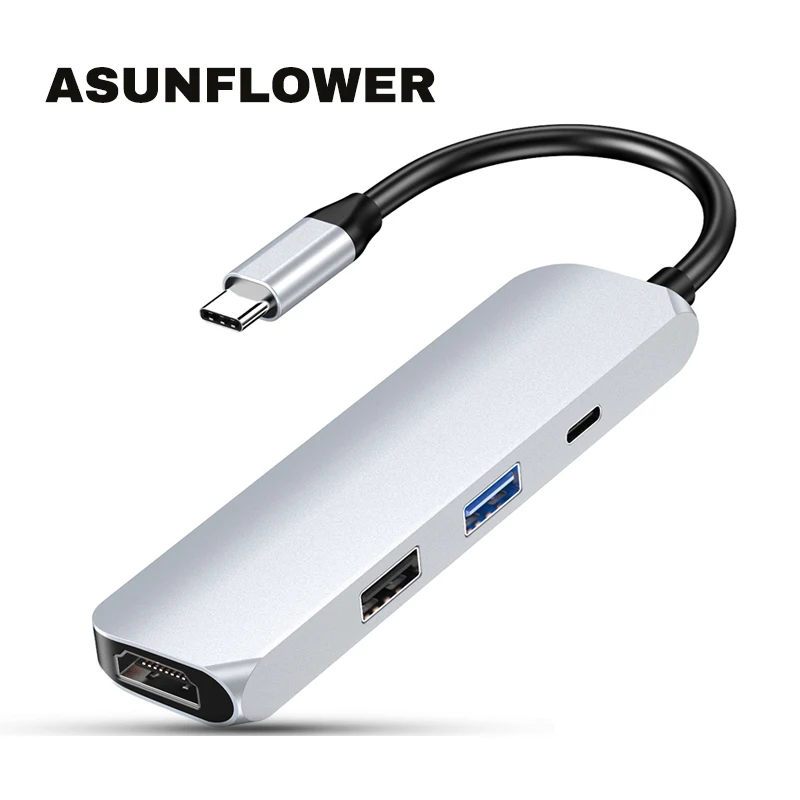 Asunflower USB C концентратор тип C до 4K HDMI адаптер для MacBook Air 13 адаптер USB C до USB 3,0 2,0 концентратор разветвитель с PD порт зарядки