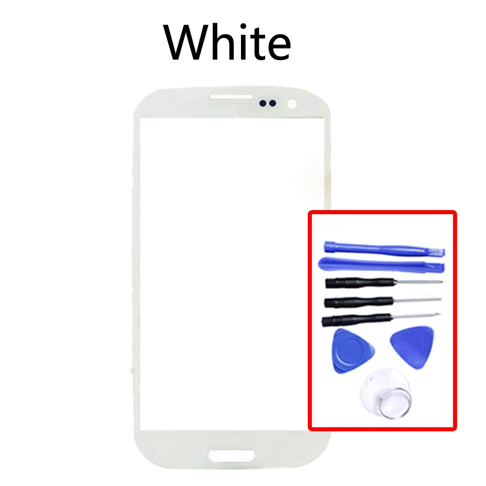 S3 Сенсорный экран для Samsung Galaxy S III S3 i9300 i9308 GT-i9300 GT-i9308 ЖК-дисплей Переднее внешнее стекло замена сенсорного экрана объектива - Цвет: White-With tool