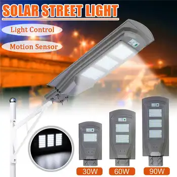 

Grey LED Solar Street Light PIR Motion Sensor LED Outdoor Lighting Garden Wall Lamp 30W 60W 90W Waterproof IP67 Solar Lamp