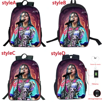 

4 Styles Popular Billie Eilish Backpack Students School Bags Teens Bookbag Boys Girls Back to School Gift Unisex Daily Rucksack